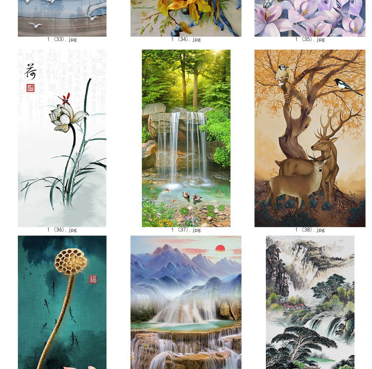 装饰画画芯素材高清新图库现代简约北欧新中式抽象玄关走廊过道