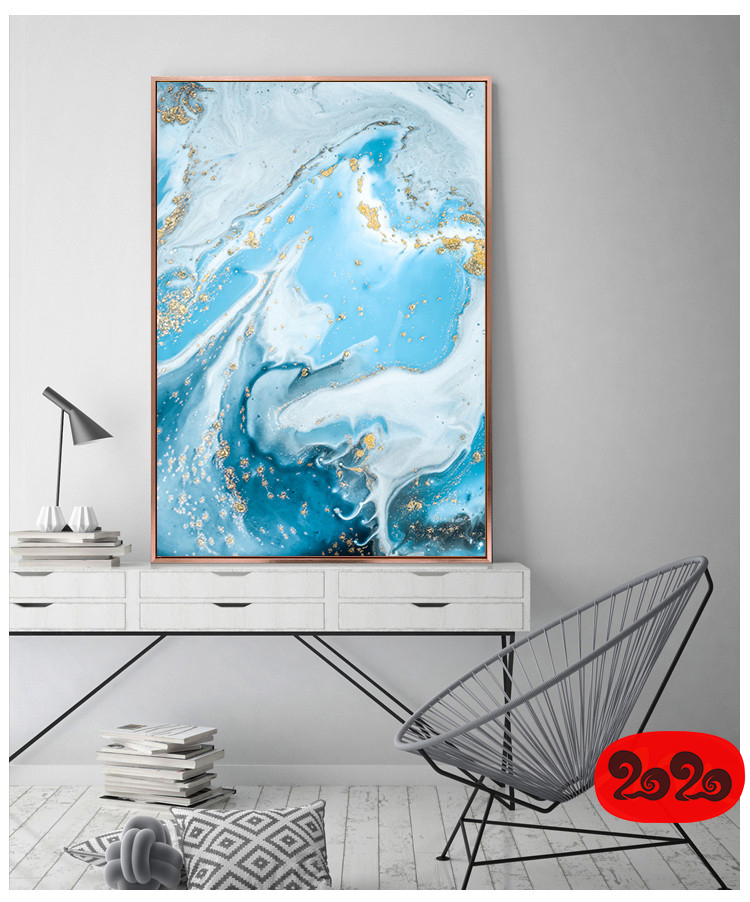 意境蓝色肌理抽象水墨山水大理石纹理背景装饰画高清图设计素材