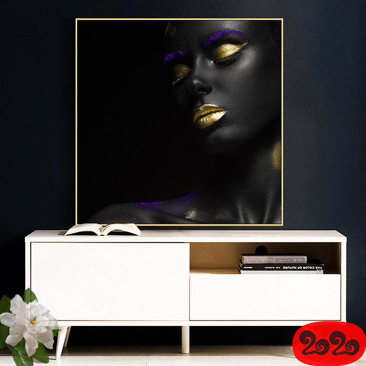 黑白背景装饰画素材高清画芯图库北欧人物动物风景三联画挂画