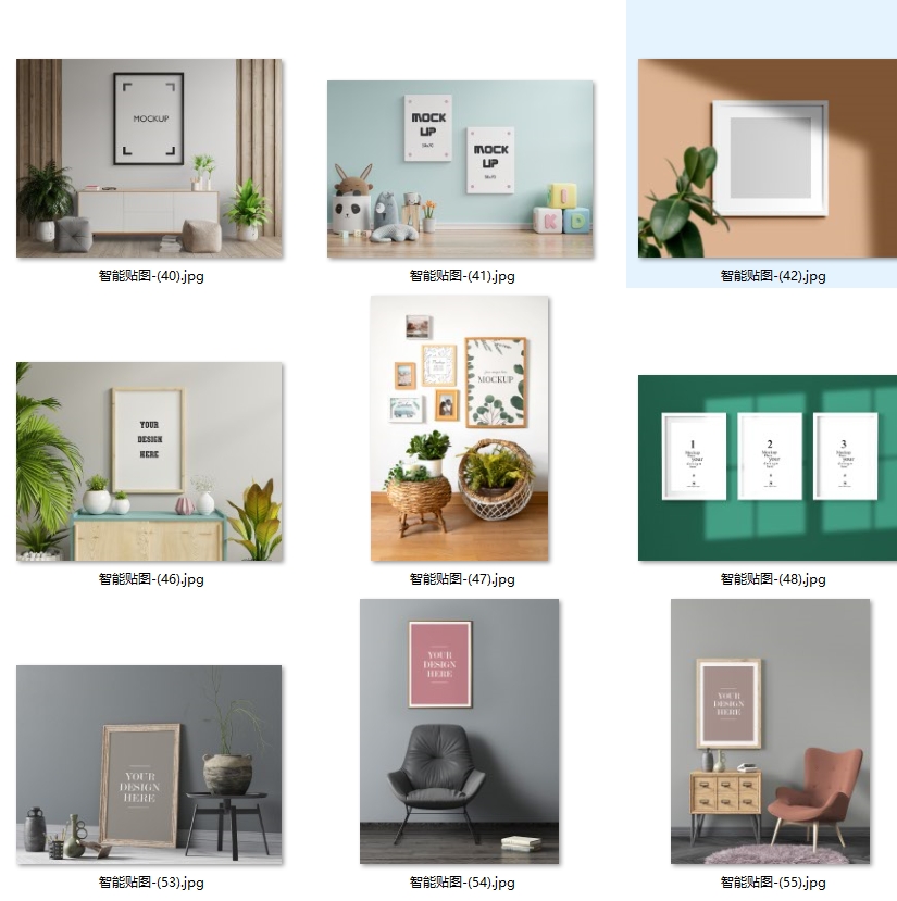 北欧风现代简约PSD样机装饰画场景图家居效果图挂画背景墙图库