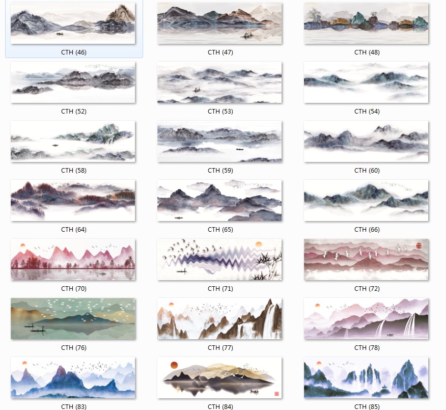 中式水墨山水禅意现代晶瓷画中国风卧室装饰画芯高清素材图库