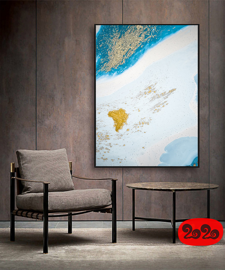 意境蓝色肌理抽象水墨山水大理石纹理背景装饰画高清图设计素材