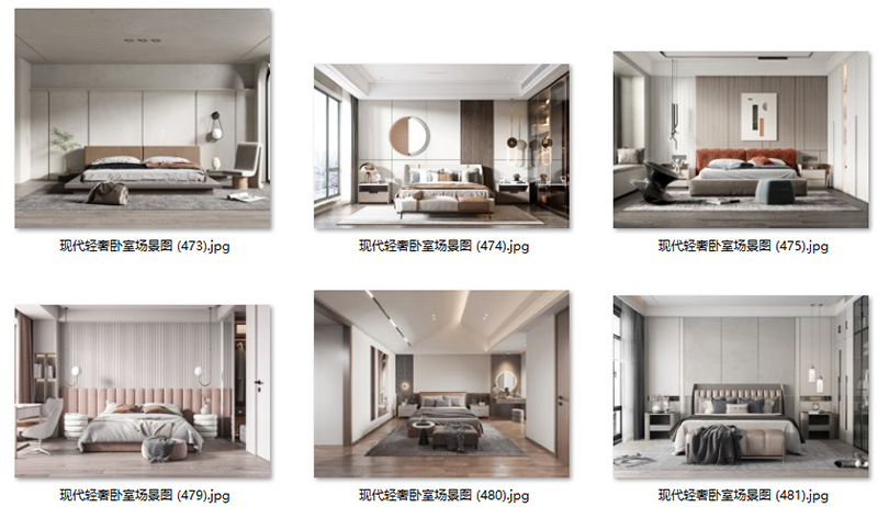 现代意式轻奢卧室样板房背景墙壁饰吊灯具装饰画场景图家居效果图