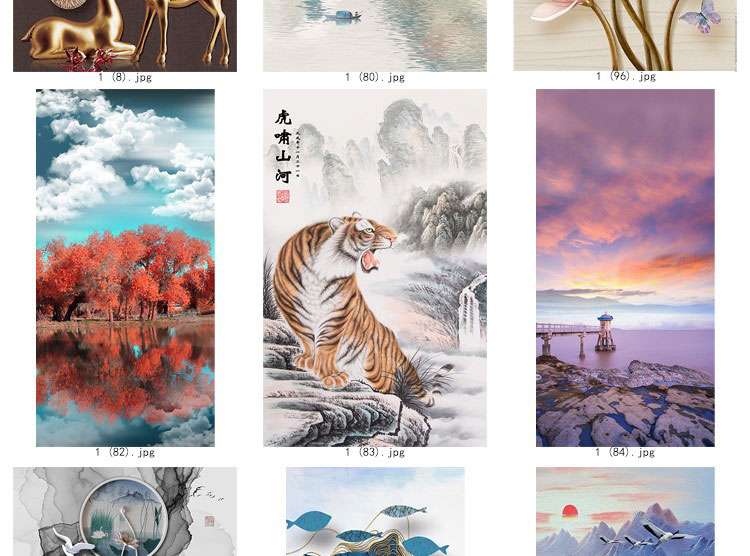 装饰画画芯素材高清新图库现代简约北欧新中式抽象玄关走廊过道