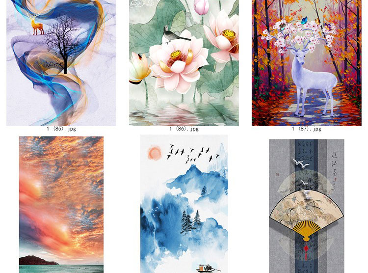 装饰画画芯素材高清新图库现代简约北欧新中式抽象玄关走廊过道