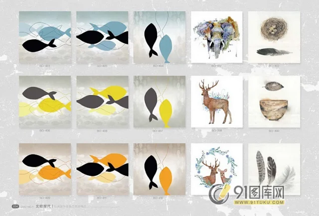 高清装饰画画芯图库第一期 北欧抽像静物建筑客厅装饰画素材