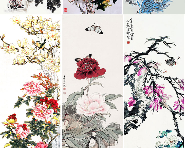 花开富贵牡丹装饰画画芯素材精选图集高清国画绘画花卉图片