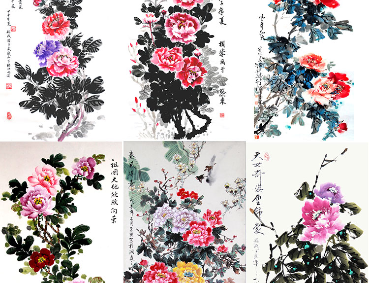 花开富贵牡丹装饰画画芯素材精选图集高清国画绘画花卉图片