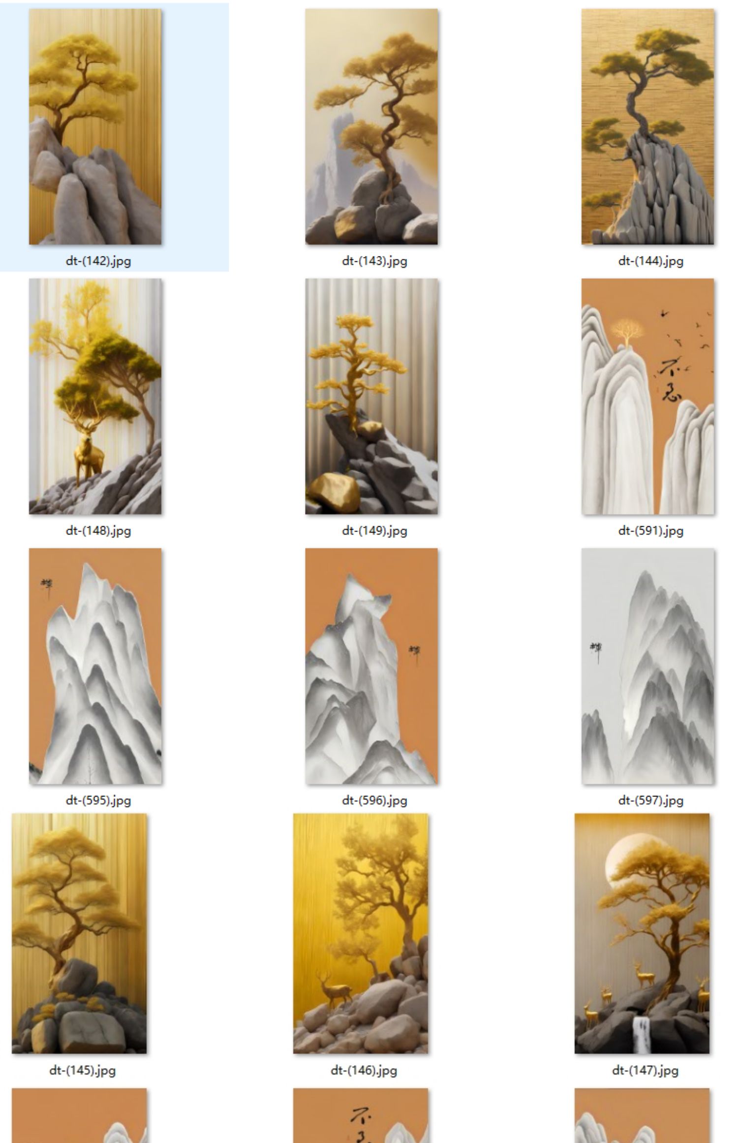 新中式古风禅意玄关山水背景墙壁挂画图片装饰画画芯高清素材图库