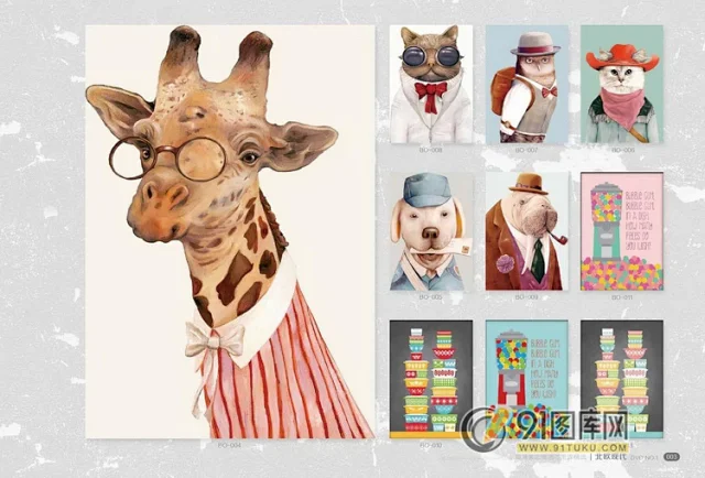 高清装饰画画芯图库第一期 北欧抽像静物建筑客厅装饰画素材