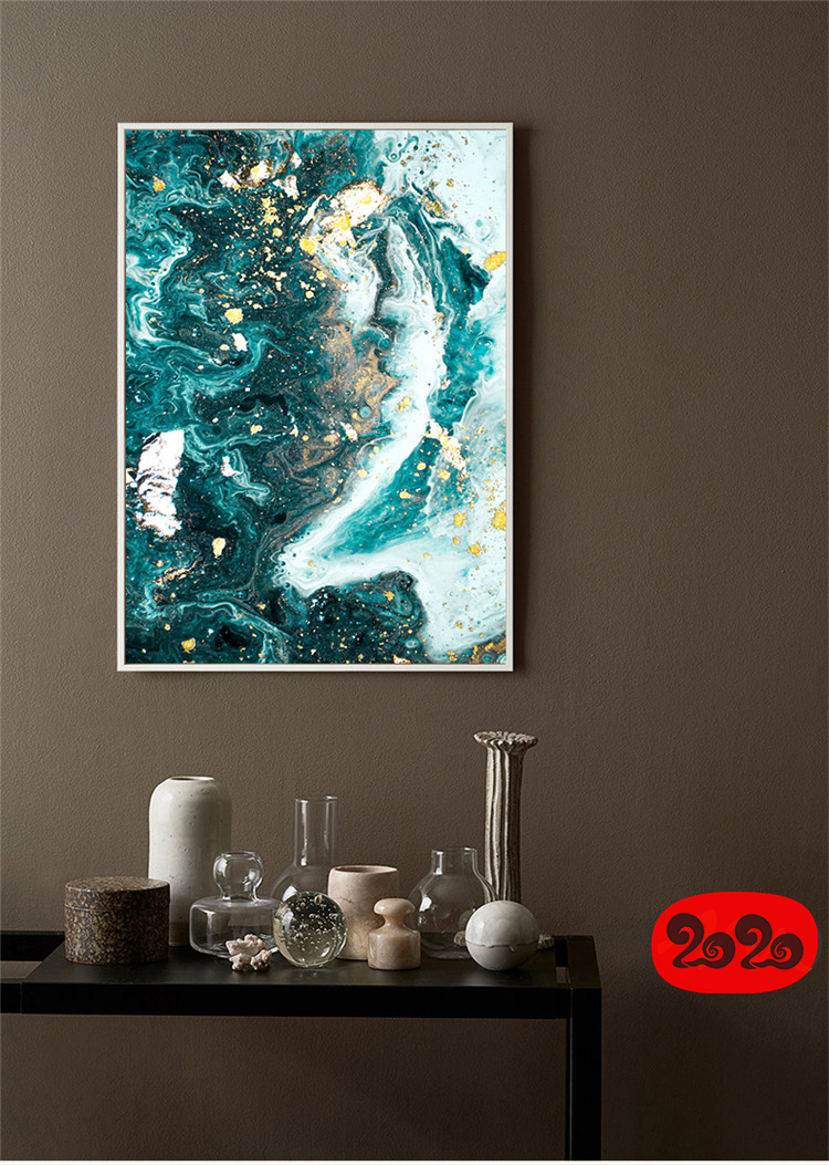 意境蓝色肌理抽象水墨山水大理石纹理背景装饰画高清图设计素材