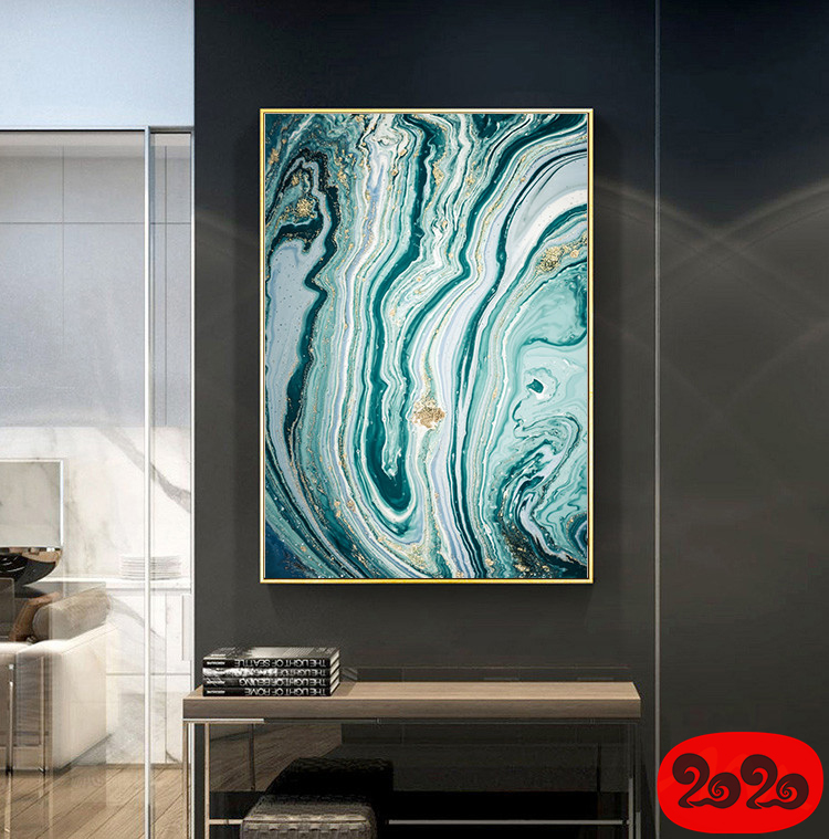 意境蓝色肌理抽象水墨山水大理石纹理背景装饰画高清图设计素材