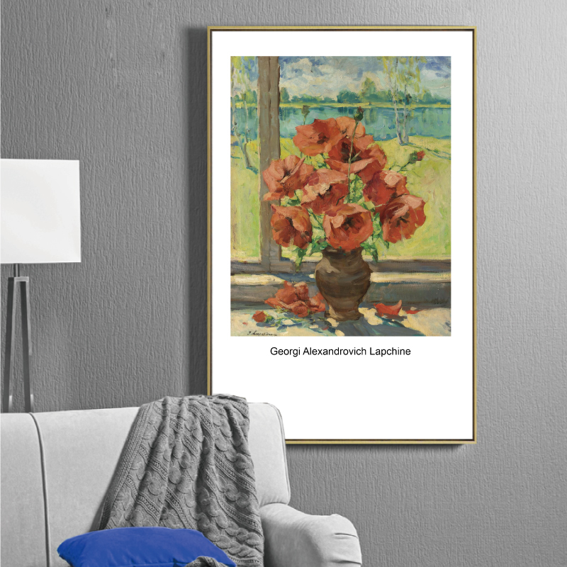 现代文艺简约花卉插画花卉油画装饰画餐厅挂画壁画打印素材图