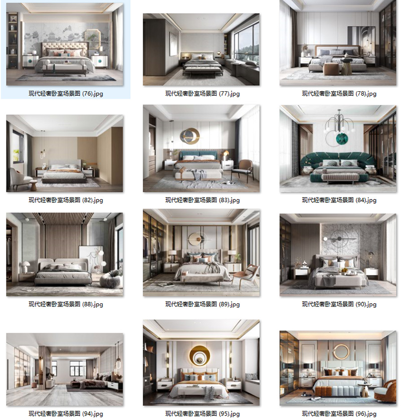 现代意式轻奢卧室样板房背景墙壁饰吊灯具装饰画场景图家居效果图