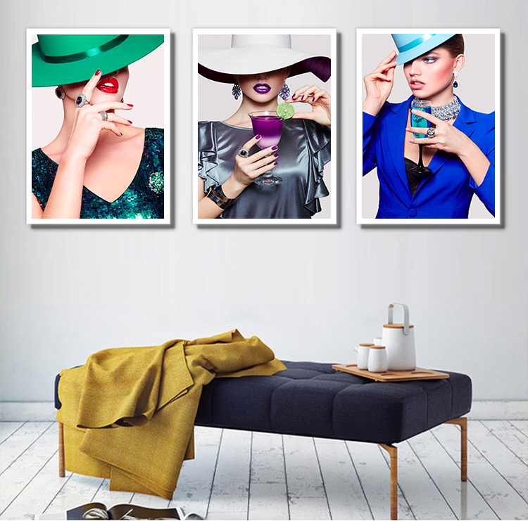 现代轻奢装饰画北欧简约玄关画抽象人物红唇美女餐厅挂画素材