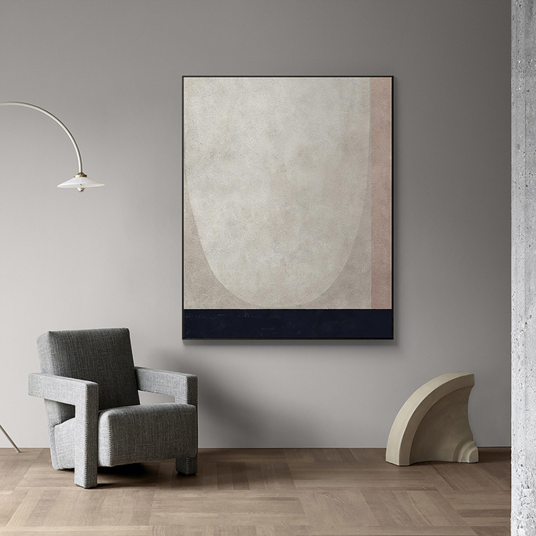 现代简约极简手绘抽象莫兰迪色块油画客厅装饰画芯高清素材图库