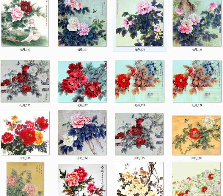 花开富贵牡丹装饰画画芯素材精选图集高清国画绘画花卉图片