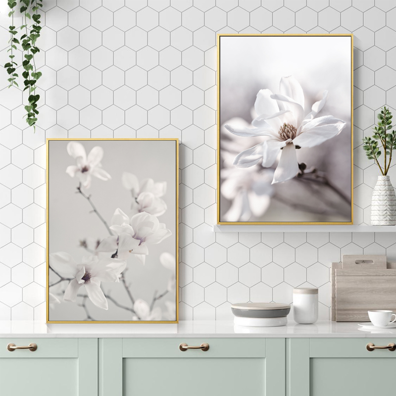 简约北欧小清新日系欧式建筑空间罗马柱花卉照片墙装饰画素材