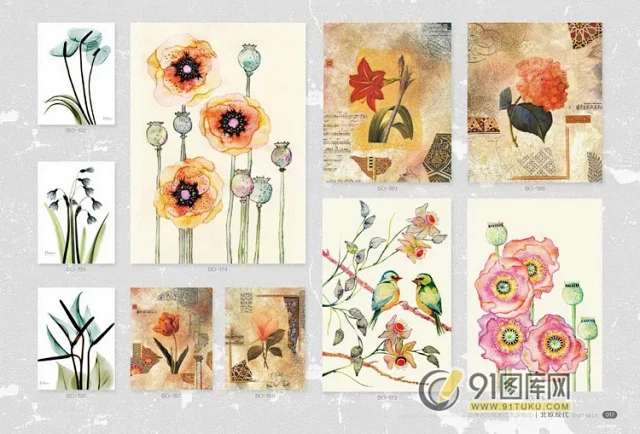 高清装饰画画芯图库第一期 北欧抽像静物建筑客厅装饰画素材