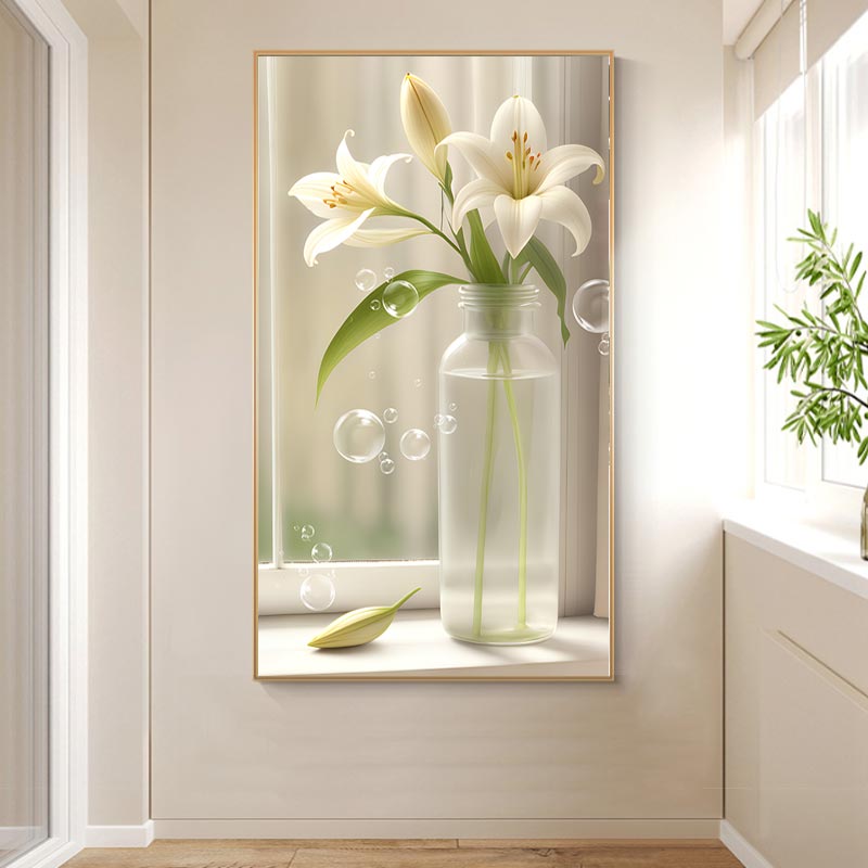 现代简约花瓶绿植光影侘寂风沙发背景墙装饰画高清素材图库