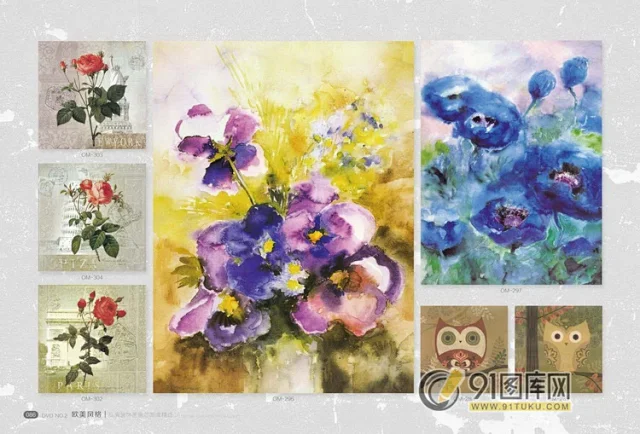 高清装饰画画芯图库第一期 北欧抽像静物建筑客厅装饰画素材