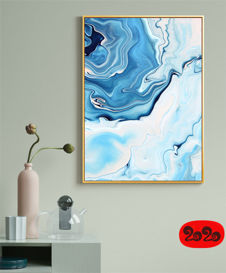 意境蓝色肌理抽象水墨山水大理石纹理背景装饰画高清图设计素材