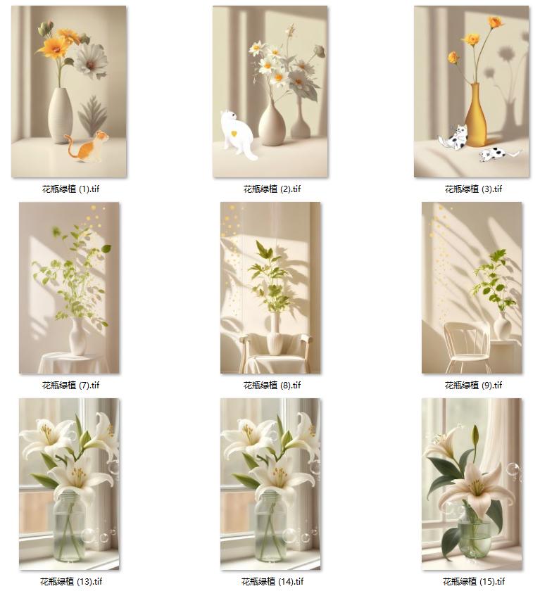 现代简约花瓶绿植光影侘寂风沙发背景墙装饰画高清素材图库