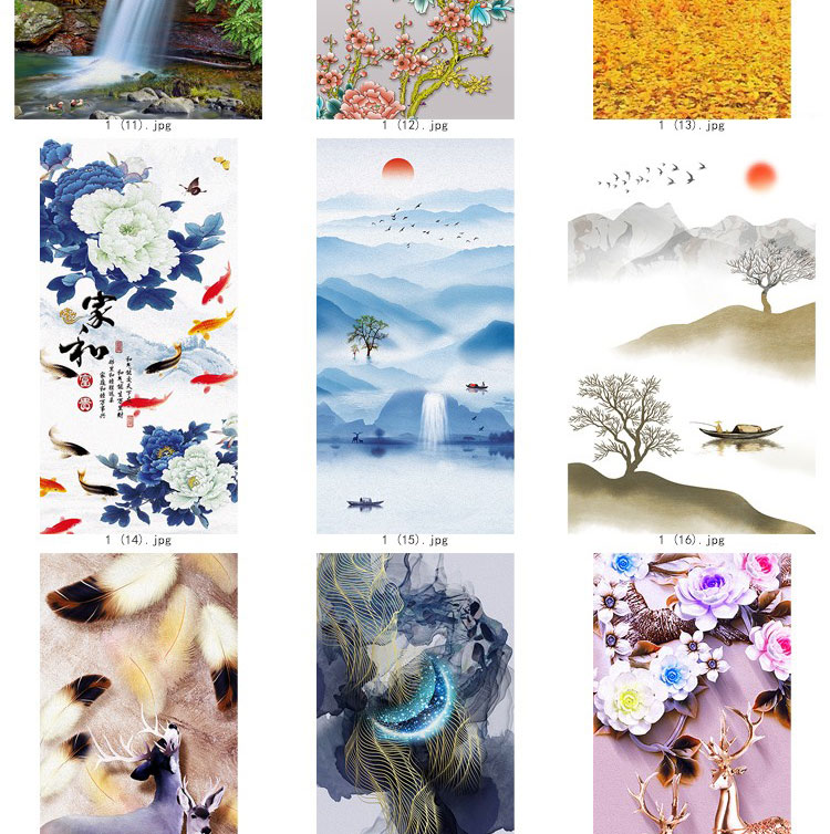 装饰画画芯素材高清新图库现代简约北欧新中式抽象玄关走廊过道