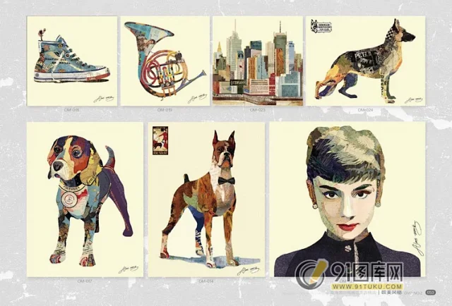 高清装饰画画芯图库第一期 北欧抽像静物建筑客厅装饰画素材