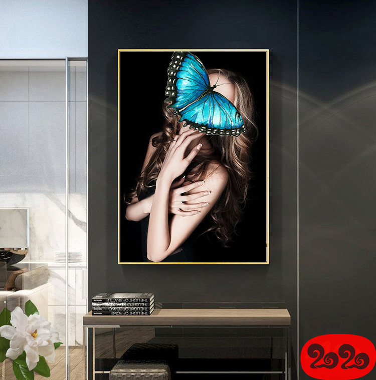 黑白背景装饰画素材高清画芯图库北欧人物动物风景三联画挂画