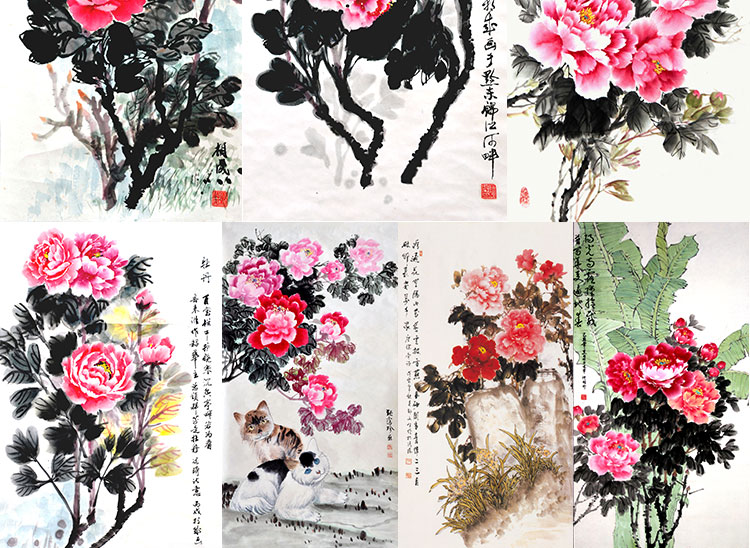 花开富贵牡丹装饰画画芯素材精选图集高清国画绘画花卉图片