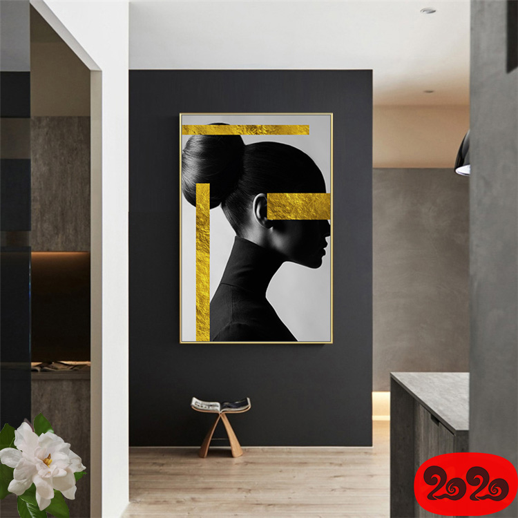 黑白背景装饰画素材高清画芯图库北欧人物动物风景三联画挂画