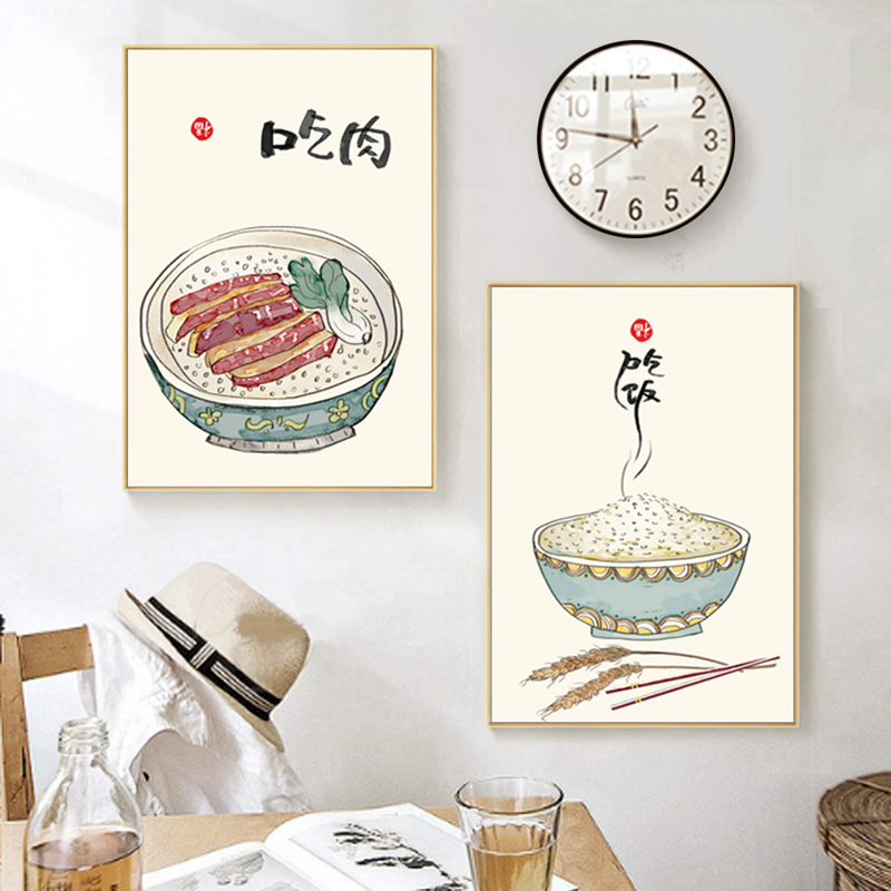 新中式民俗风餐厅日式美食客栈饭店食堂店装饰画图库画芯素材