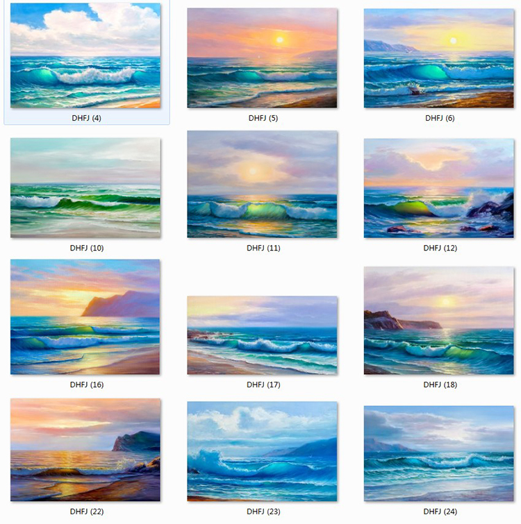 大海抽象手绘油画海浪风景现代装饰画肌理画芯高清喷绘素材图库