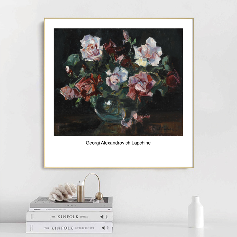 现代文艺简约花卉插画花卉油画装饰画餐厅挂画壁画打印素材图