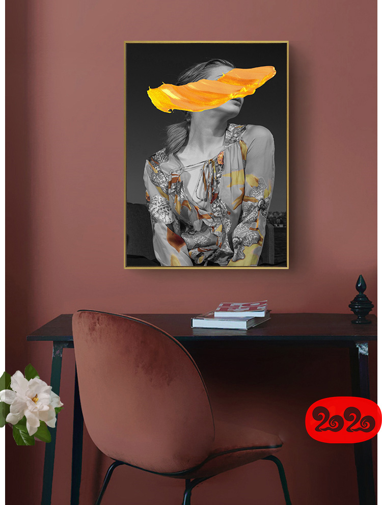 黑白背景装饰画素材高清画芯图库北欧人物动物风景三联画挂画