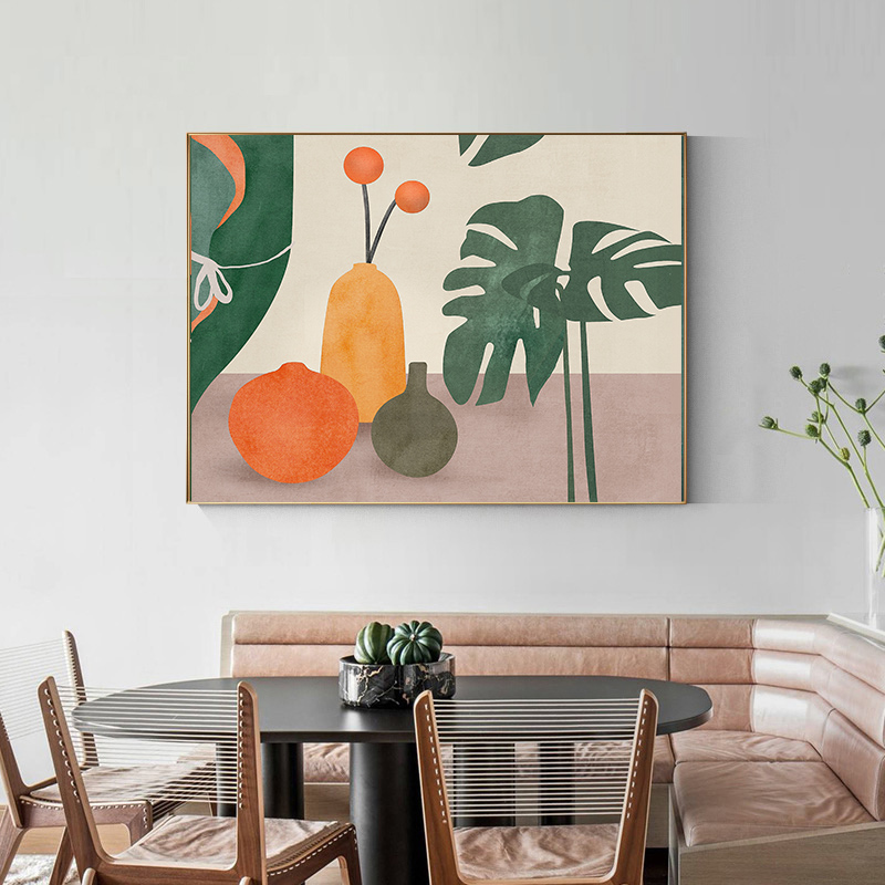 简约北欧水彩植物猫咪水果餐厅轻奢电表箱装饰画画芯喷绘素材