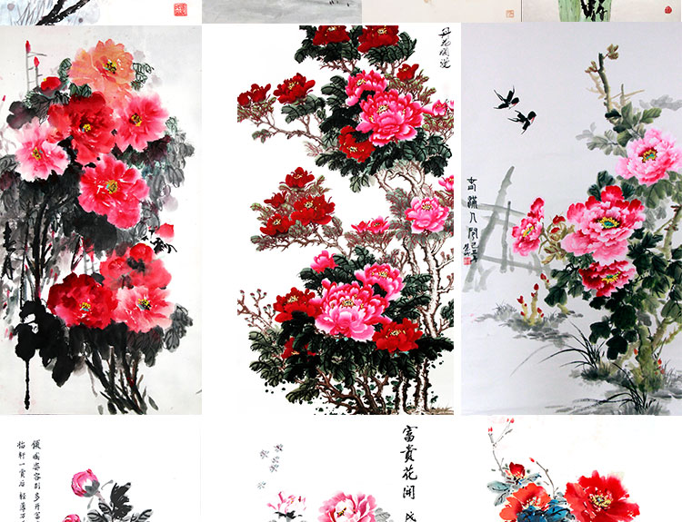 花开富贵牡丹装饰画画芯素材精选图集高清国画绘画花卉图片