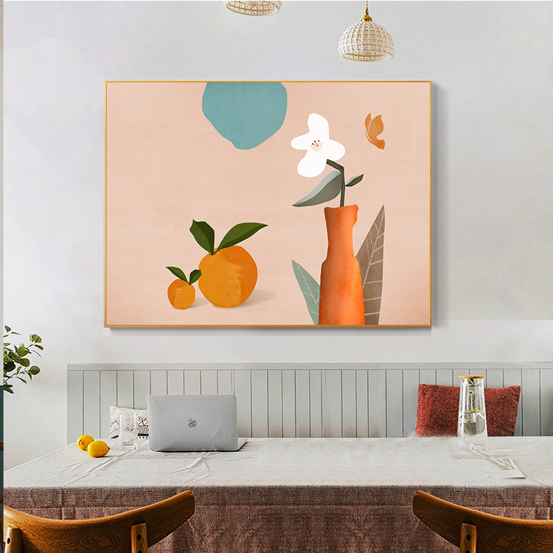 简约北欧水彩植物猫咪水果餐厅轻奢电表箱装饰画画芯喷绘素材