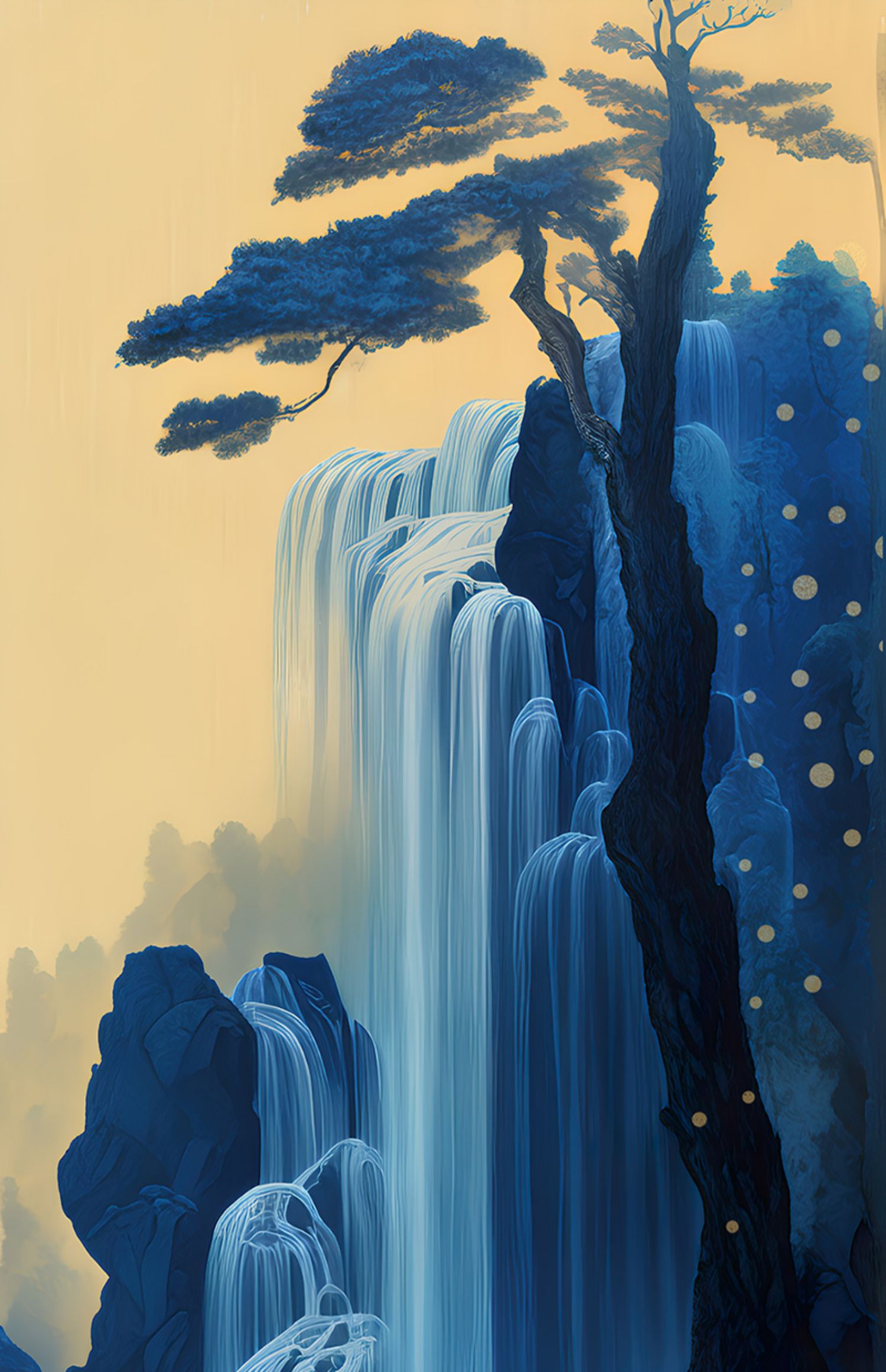 新中式古风禅意玄关山水背景墙壁挂画图片装饰画画芯高清素材图库