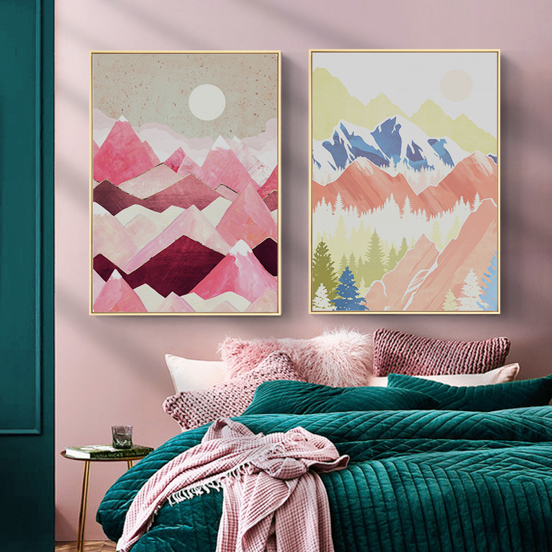 现代轻奢莫兰迪色北欧风抽象装饰画晶瓷画三联画芯高清素材图库