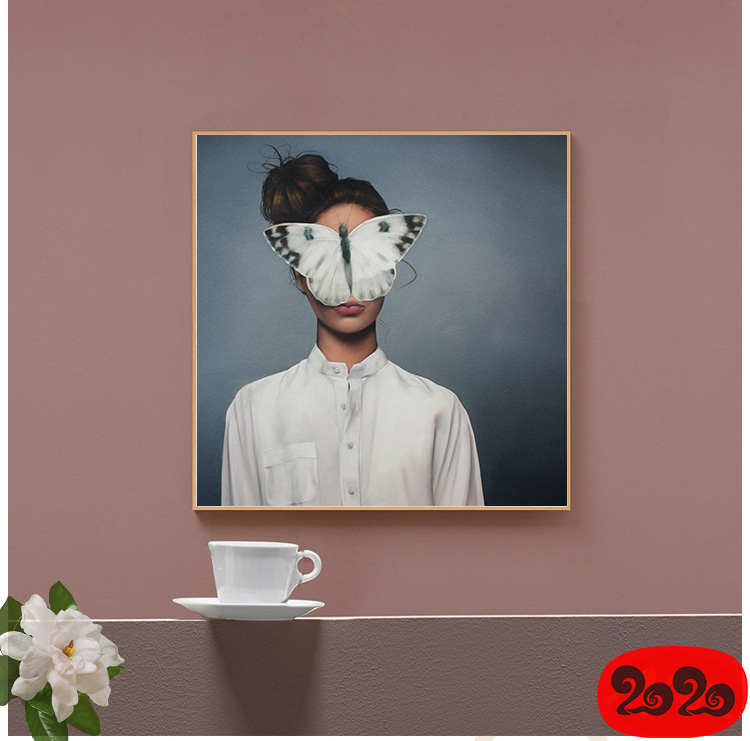 黑白背景装饰画素材高清画芯图库北欧人物动物风景三联画挂画