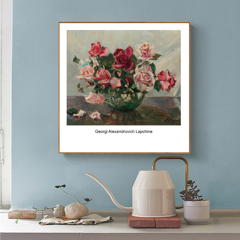 现代文艺简约花卉插画花卉油画装饰画餐厅挂画壁画打印素材图