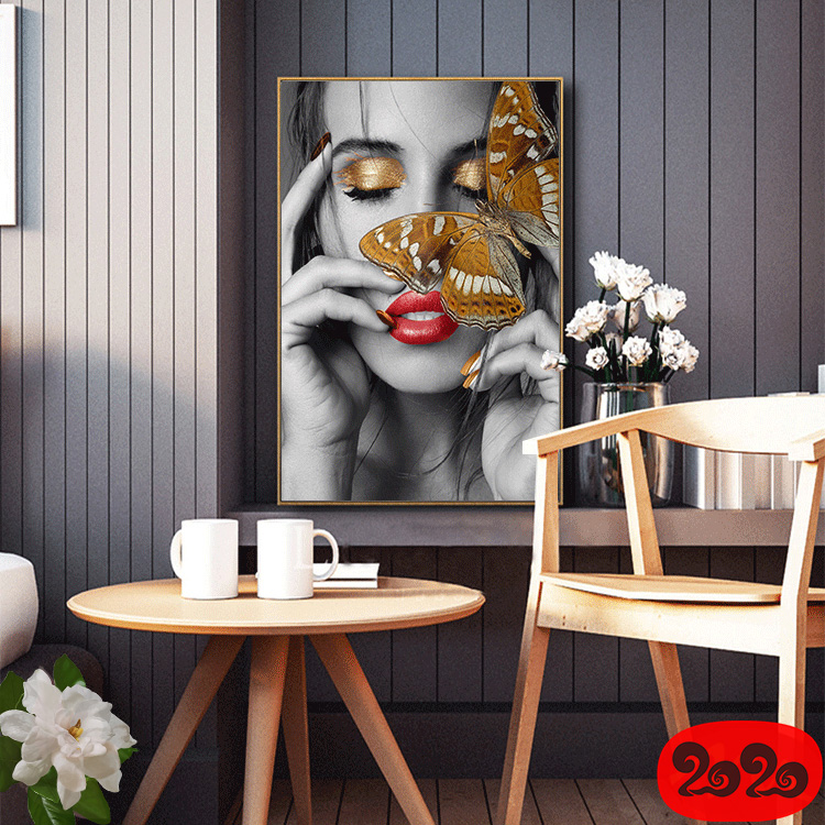 黑白背景装饰画素材高清画芯图库北欧人物动物风景三联画挂画