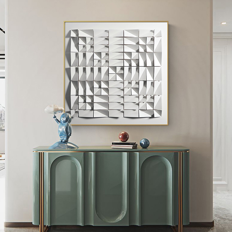 现代轻奢9D立体感艺术爱马仕橙克莱因蓝客厅装饰画芯素材图库