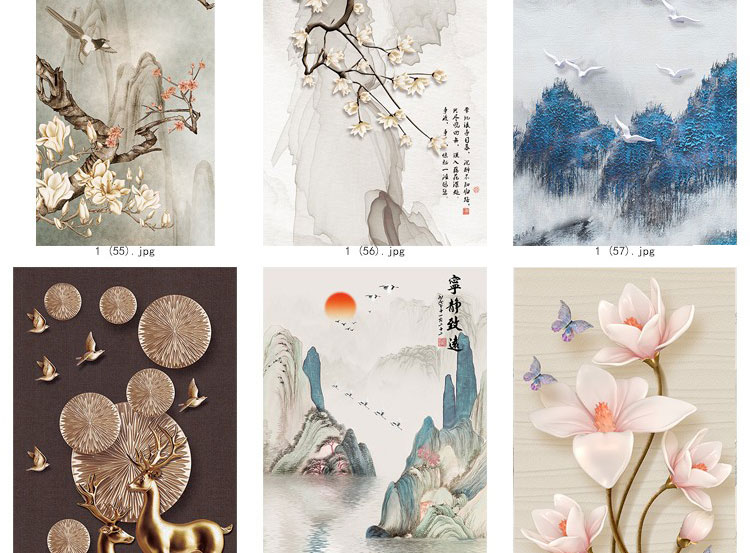 装饰画画芯素材高清新图库现代简约北欧新中式抽象玄关走廊过道