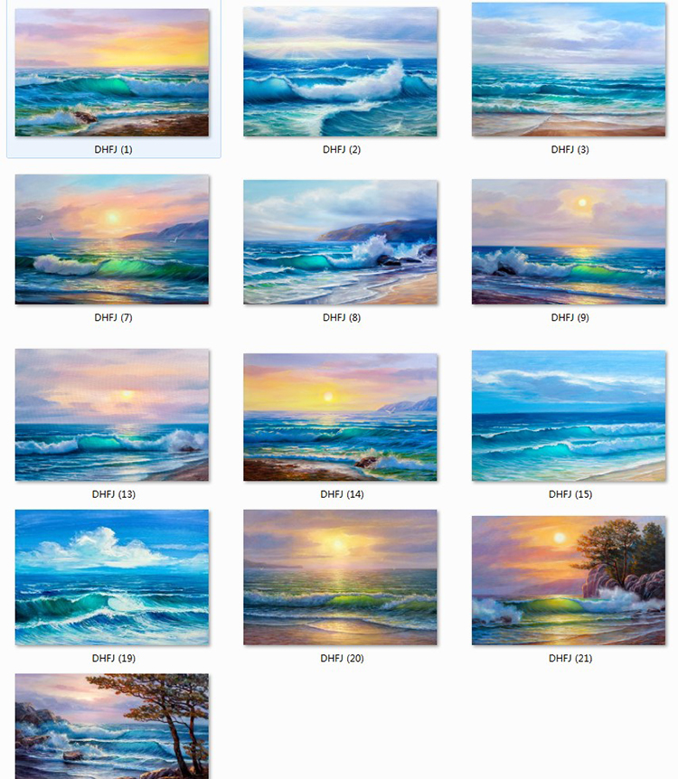 大海抽象手绘油画海浪风景现代装饰画肌理画芯高清喷绘素材图库