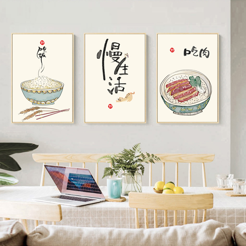 新中式民俗风餐厅日式美食客栈饭店食堂店装饰画图库画芯素材