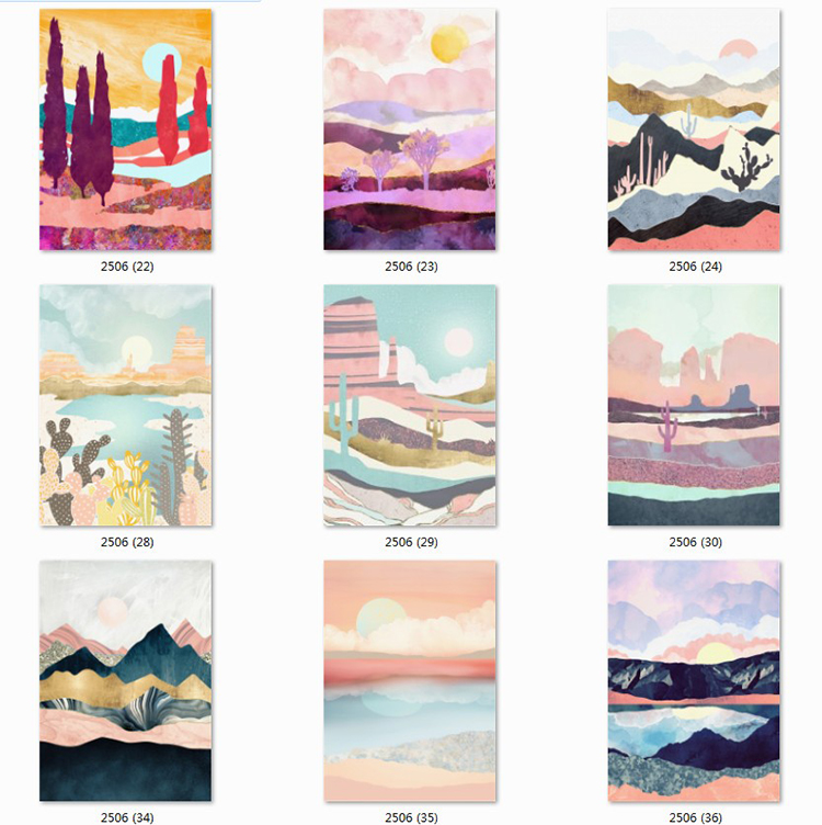 现代轻奢莫兰迪色北欧风抽象装饰画晶瓷画三联画芯高清素材图库