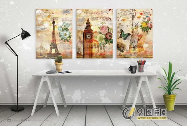 高清装饰画画芯图库第一期 北欧抽像静物建筑客厅装饰画素材